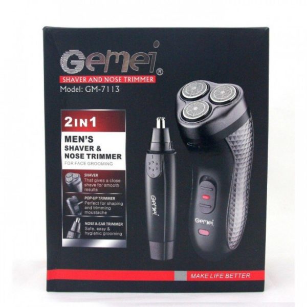 Триммер для стрижки бороды триммер для носа, электробритва 3 в 1 GEMEI GM-7113, Триммер беспроводной — изображение 3