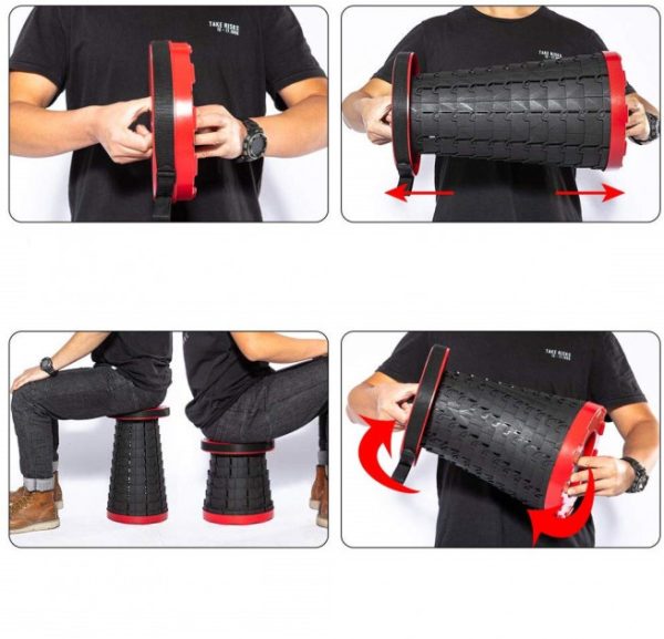 Раскладной стул, складной табурет Retractable Stool. Цвет: красный — изображение 4