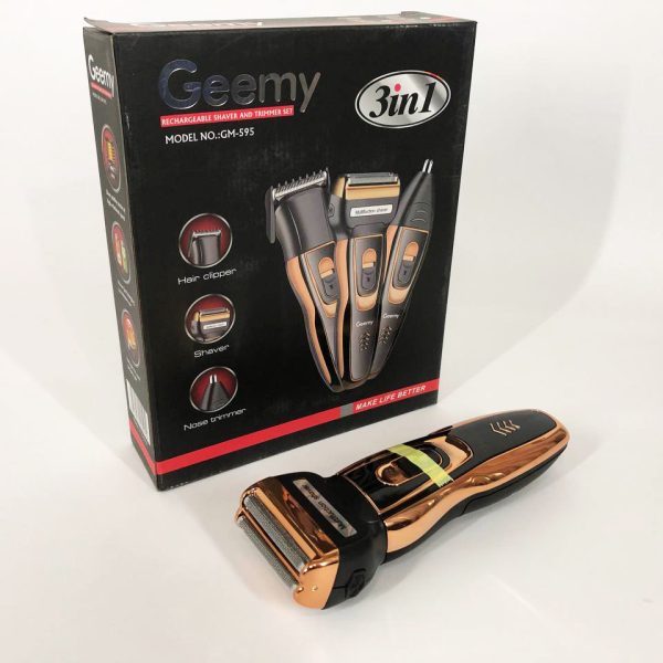 Электробритва сеточная и триммер для бороды GEMEI/Geemy GM-595 с аккумулятором. Цвет: золотой — изображение 14