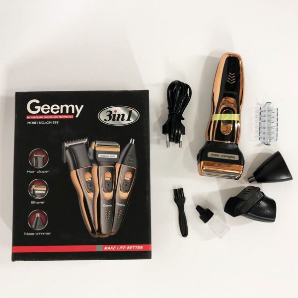 Электробритва сеточная и триммер для бороды GEMEI/Geemy GM-595 с аккумулятором. Цвет: золотой — изображение 16