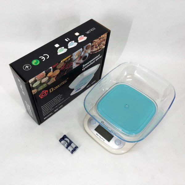 Весы кухонные DOMOTEC MS-125 Plastic, весы пищевые, весы кулинарные. Цвет: голубой — изображение 14