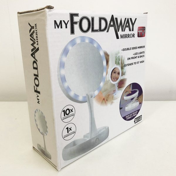 Складное зеркало для макияжа с Led подсветкой круглое увеличительное 10x My Fold Away Mirror. Цвет: белый — изображение 16