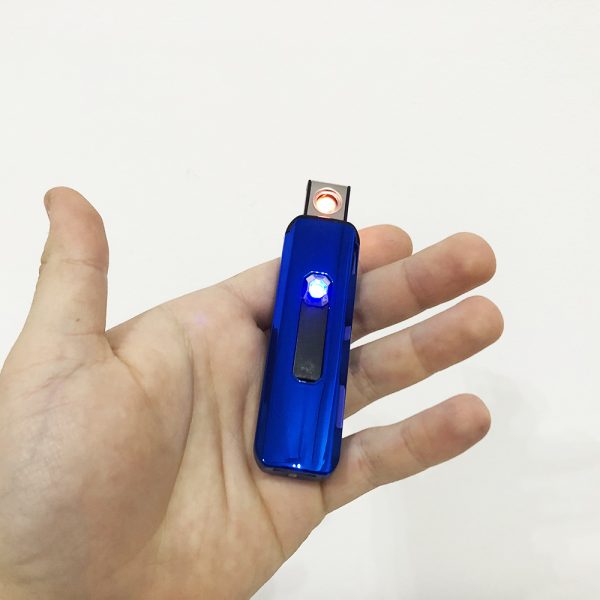 Зажигалка электрическая, аккумуляторная зажигалка подарочная, зажигалка на зарядке. Цвет: синий — изображение 5