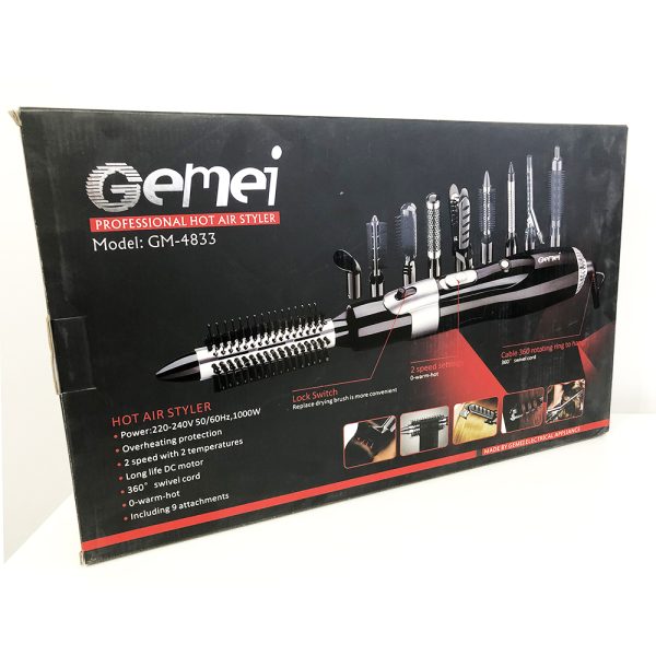 Фен щетка 10 в 1 GEMEI GM-4833. Цвет: черный — изображение 4