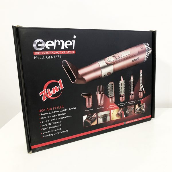 Щипцы фен для волос мультистайлер GEMEI GM-4831 7в1, классический фен для волос, мощный фен для волос — изображение 8