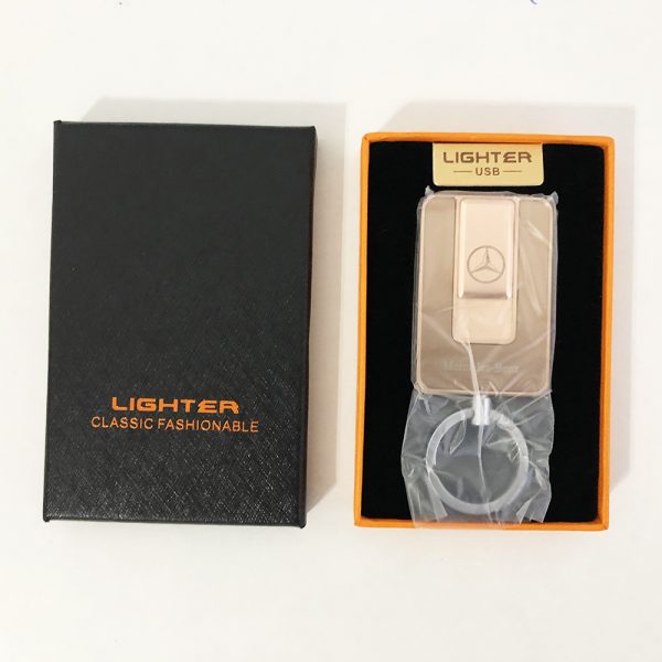 Зажигалка спиральная USB-811. Mercedes. Цвет: золотой — изображение 4