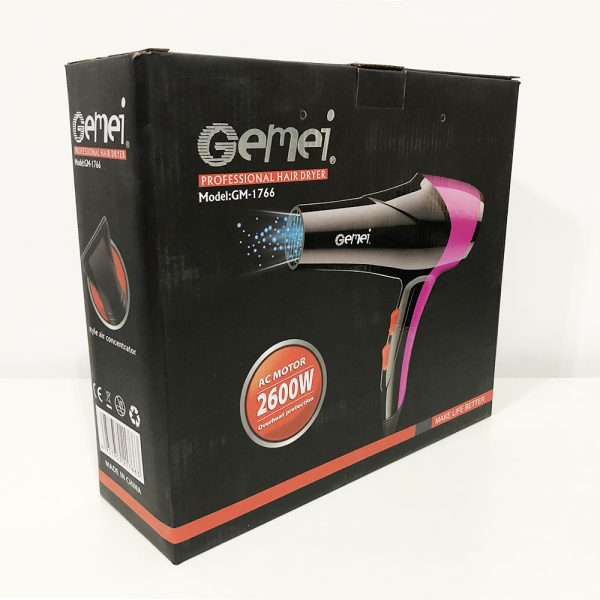 Фен GEMEI GM-1766 2.6кВт АС, фен для головы, женский фен для волос, фен сушка. Цвет: оранжевый — изображение 4