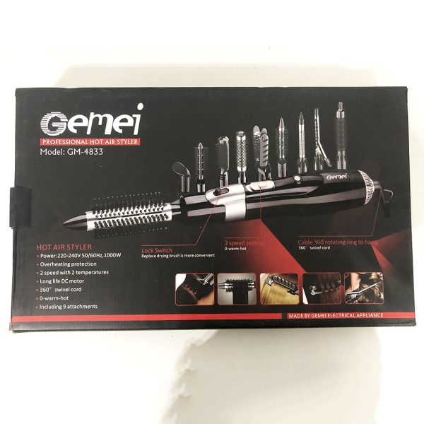 Фен щетка 10 в 1 GEMEI GM-4833. Цвет: черный — изображение 10