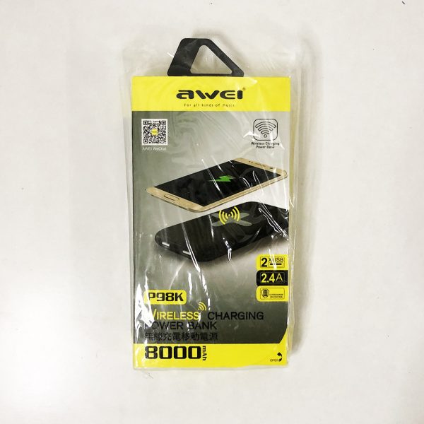 Power Bank AWEI P98K (Беспроводная зарядка) 8000 mAh. Цвет: белый — изображение 6
