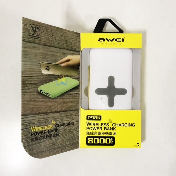 Power Bank AWEI P98K (Беспроводная зарядка) 8000 mAh. Цвет: белый — изображение 7