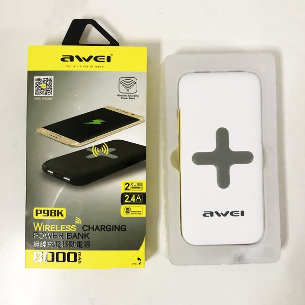Power Bank AWEI P98K (Беспроводная зарядка) 8000 mAh. Цвет: белый — изображение 8