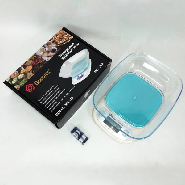 Весы кухонные DOMOTEC MS-125 Plastic, весы пищевые, весы кулинарные. Цвет: голубой — изображение 13
