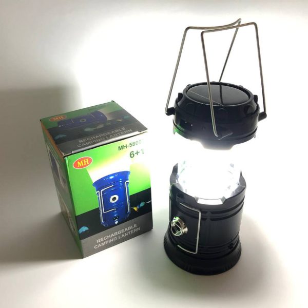 Туристический фонарь-лампа на солнечной батарее с павербанком CAMPING MH-5800T (6+1 LED). Цвет: черный — изображение 19