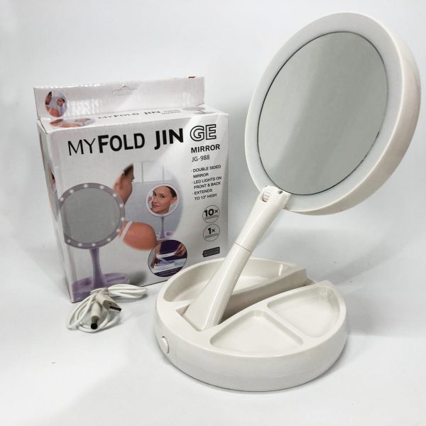 Складное зеркало для макияжа с Led подсветкой круглое увеличительное 10x My Fold Away Mirror. Цвет: белый — изображение 10