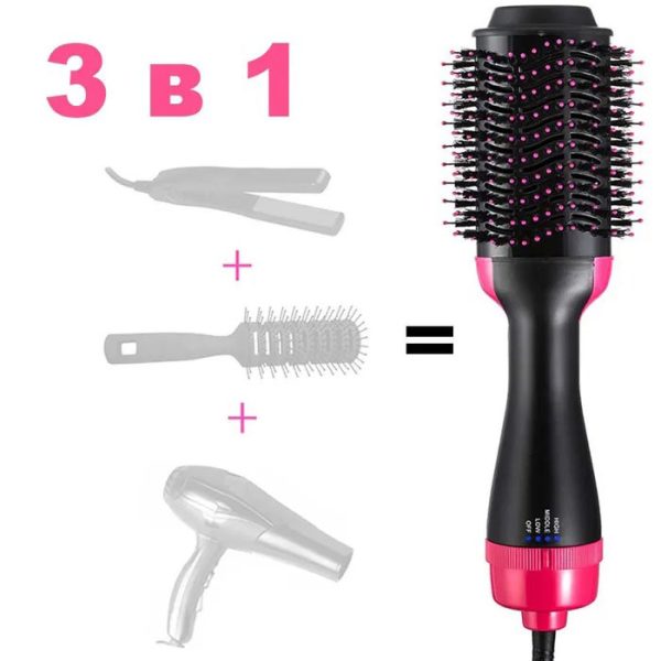 Фен Щетка расчёска 3в1 One step Hair Dryer 1000 Вт 3 режима выпрямитель для укладки волос стайлер с функцией ионизации — изображение 15