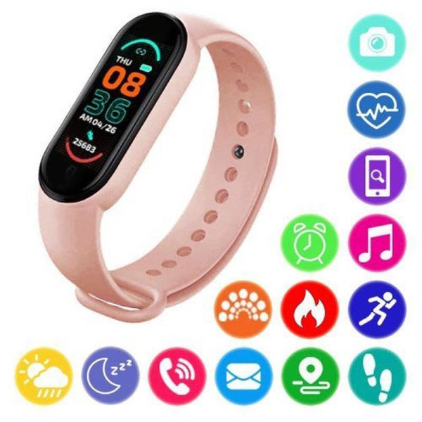 Смарт браслет M5 Smart Bracelet Фитнес трекер Watch Bluetooth. Цвет: розовый — изображение 11