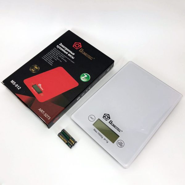 Весы кухонные DOMOTEC MS-912 Glass, электрические кухонные весы, точные кухонные весы. Цвет: белый — изображение 9
