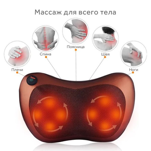 Массажная подушка Car and Home Massage Pillow, массажер для шеи автомобильный — изображение 41