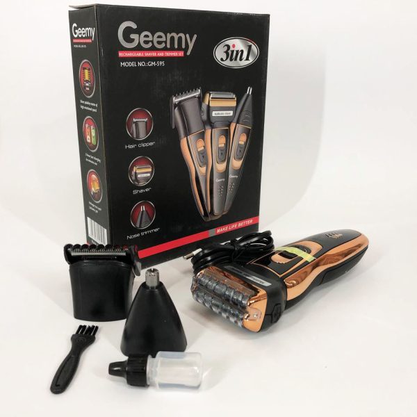 Электробритва сеточная и триммер для бороды GEMEI/Geemy GM-595 с аккумулятором. Цвет: золотой — изображение 21