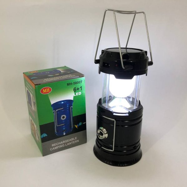 Туристический фонарь-лампа на солнечной батарее с павербанком CAMPING MH-5800T (6+1 LED). Цвет: черный — изображение 18