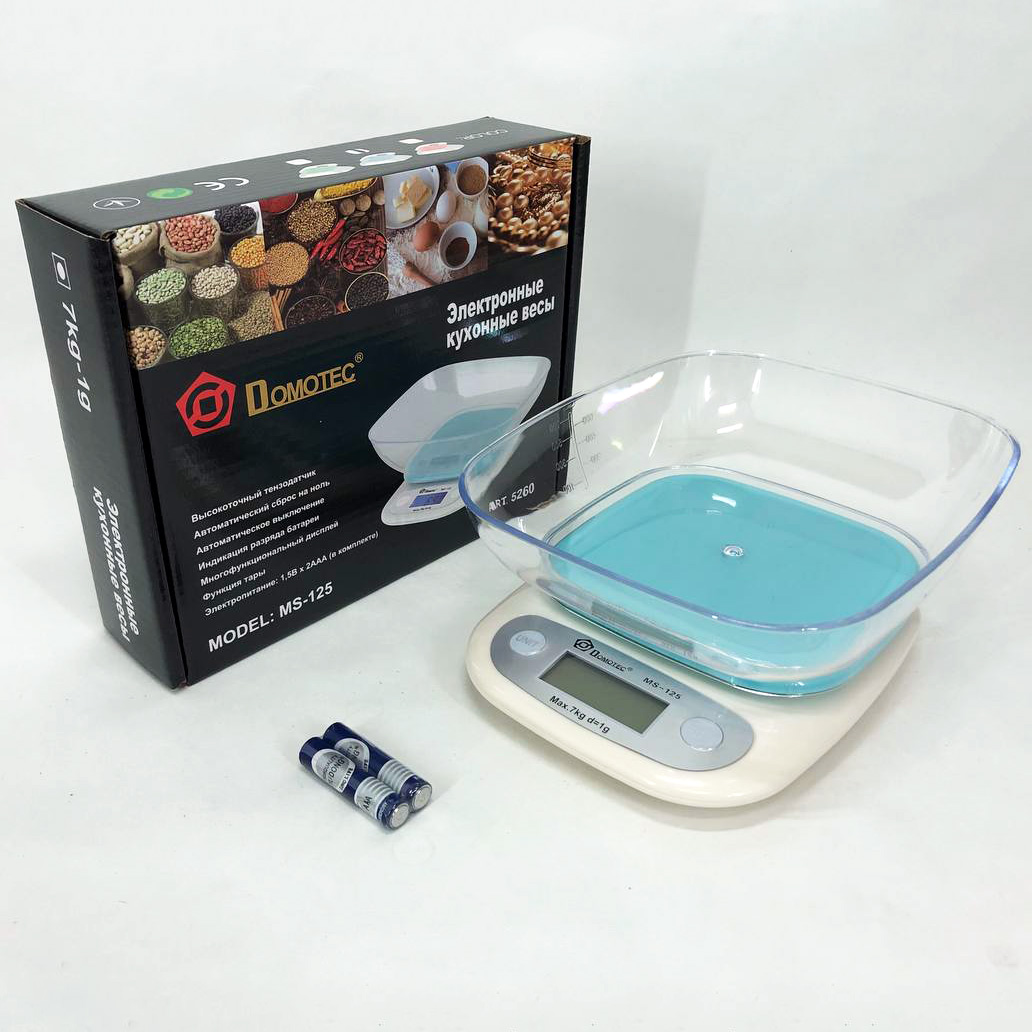 Весы кухонные DOMOTEC MS-125 Plastic, весы пищевые, весы кулинарные. Цвет: голубой
