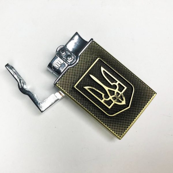 Турбо-Зажигалка карманная Герб Украины 26451, зажигалки подарочные для мужчин. Цвет: бронза — изображение 5