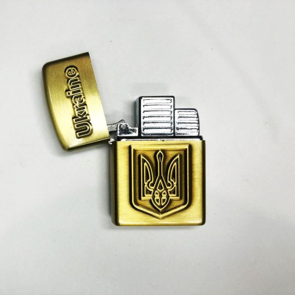 Турбо зажигалка Герб Украины 19277, зажигалки подарочные для мужчин, зажигалка в подарок. Цвет: бронзовый