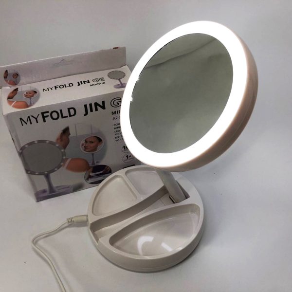 Складное зеркало для макияжа с Led подсветкой круглое увеличительное 10x My Fold Away Mirror. Цвет: белый — изображение 12