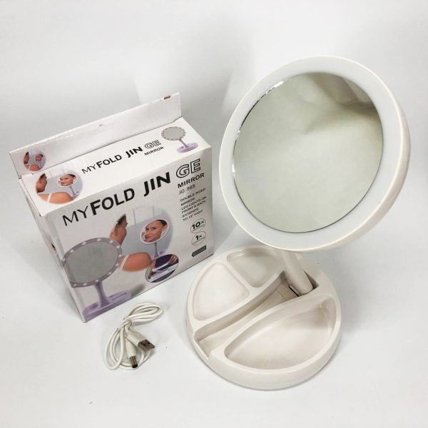 Складное зеркало для макияжа с Led подсветкой круглое увеличительное 10x My Fold Away Mirror. Цвет: белый — изображение 7