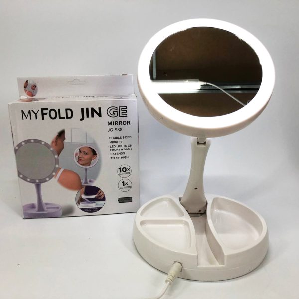 Складное зеркало для макияжа с Led подсветкой круглое увеличительное 10x My Fold Away Mirror. Цвет: белый — изображение 5