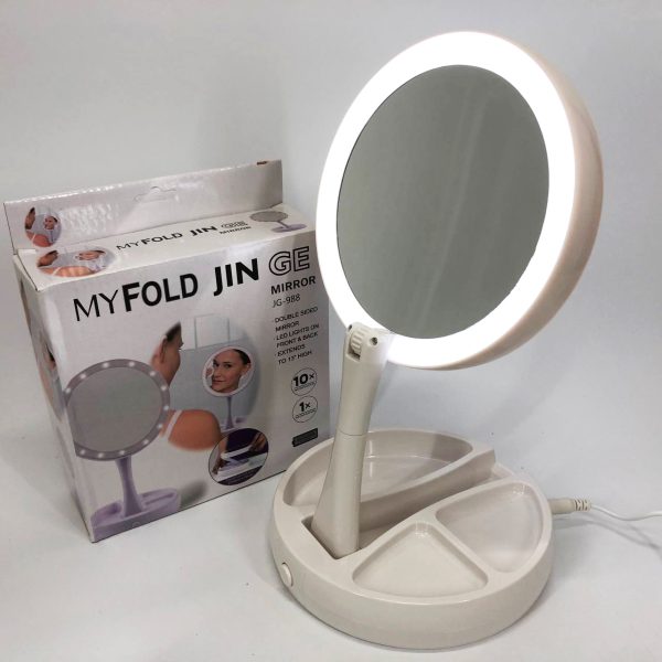 Складное зеркало для макияжа с Led подсветкой круглое увеличительное 10x My Fold Away Mirror. Цвет: белый — изображение 11
