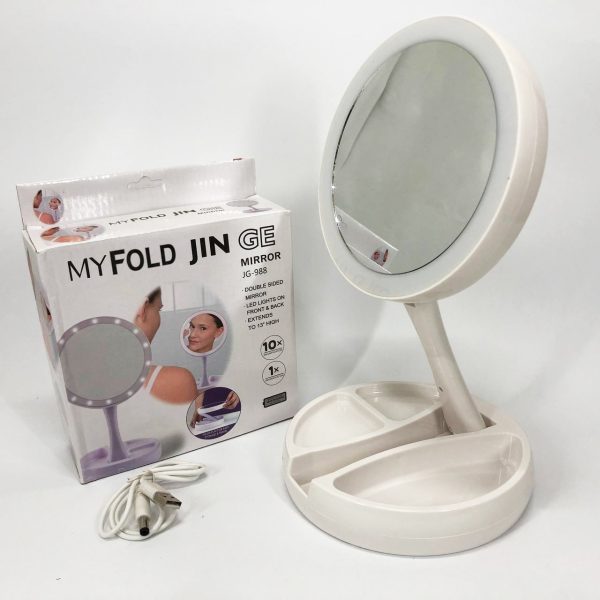 Складное зеркало для макияжа с Led подсветкой круглое увеличительное 10x My Fold Away Mirror. Цвет: белый — изображение 8