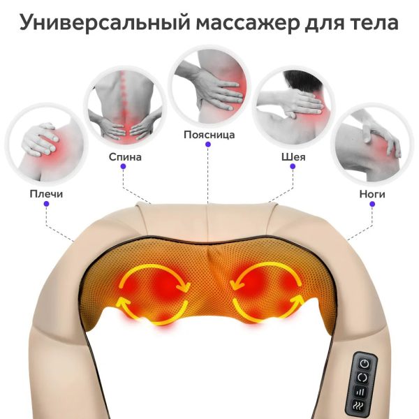 Электрический массажёр роликовый с инфракрасным излучением, массажер для шеи, Massager of Neck Kneading — изображение 25