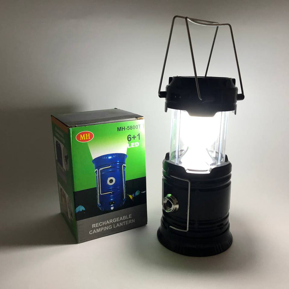 Туристический фонарь-лампа на солнечной батарее с павербанком CAMPING MH-5800T (6+1 LED). Цвет: черный