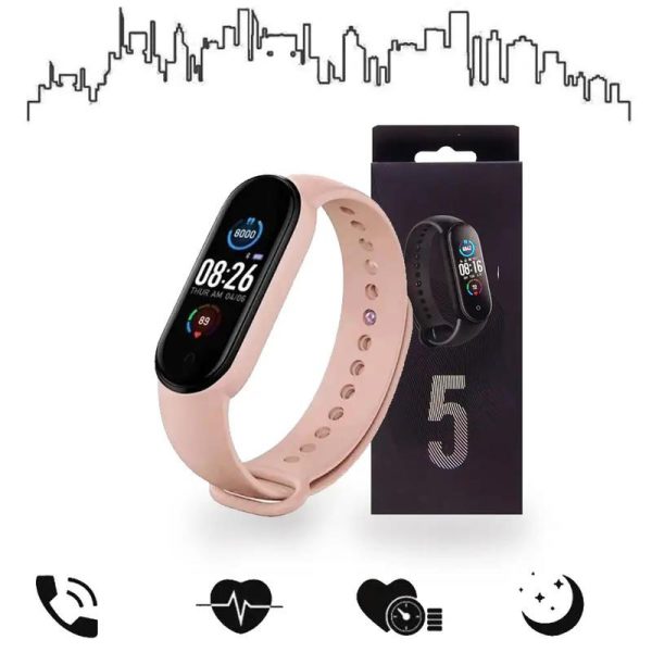 Смарт браслет M5 Smart Bracelet Фитнес трекер Watch Bluetooth. Цвет: розовый — изображение 10