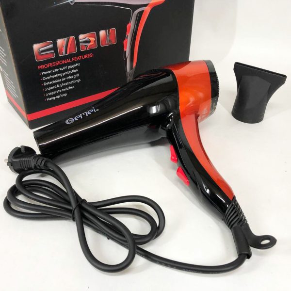 Фен GEMEI GM-1766 2.6кВт АС, фен для головы, женский фен для волос, фен сушка. Цвет: оранжевый — изображение 12
